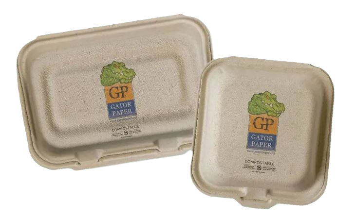 Compostable molded fiber food trays with matching lids