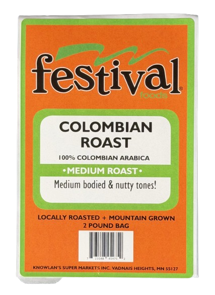 Colombian roast coffee label sticker