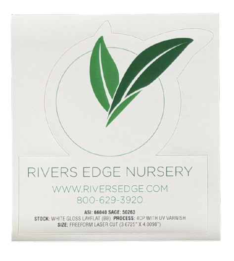 Rivers Edge Nursery product label sticker