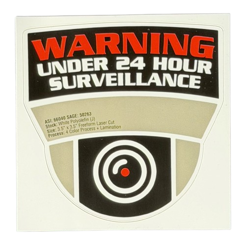 Security surveillance warning sticker label