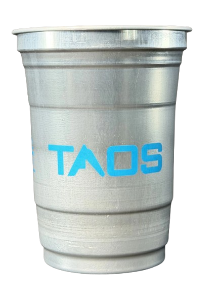 Reusable aluminum cup with full-color wraparound branding
