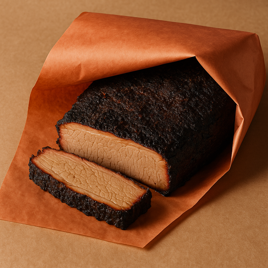Custom butcher paper sample for BBQ and smoked meat presentation