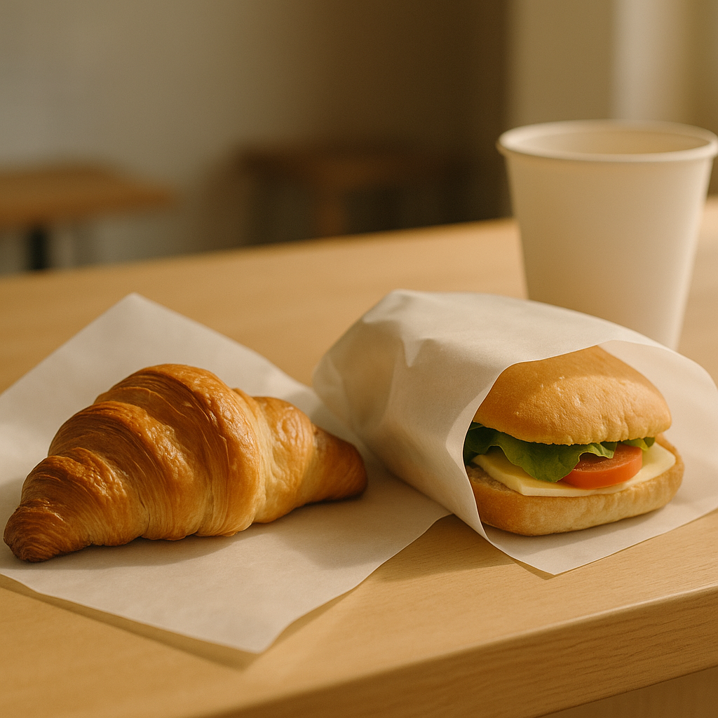 Custom grease resistant paper sample for sandwiches and pastries